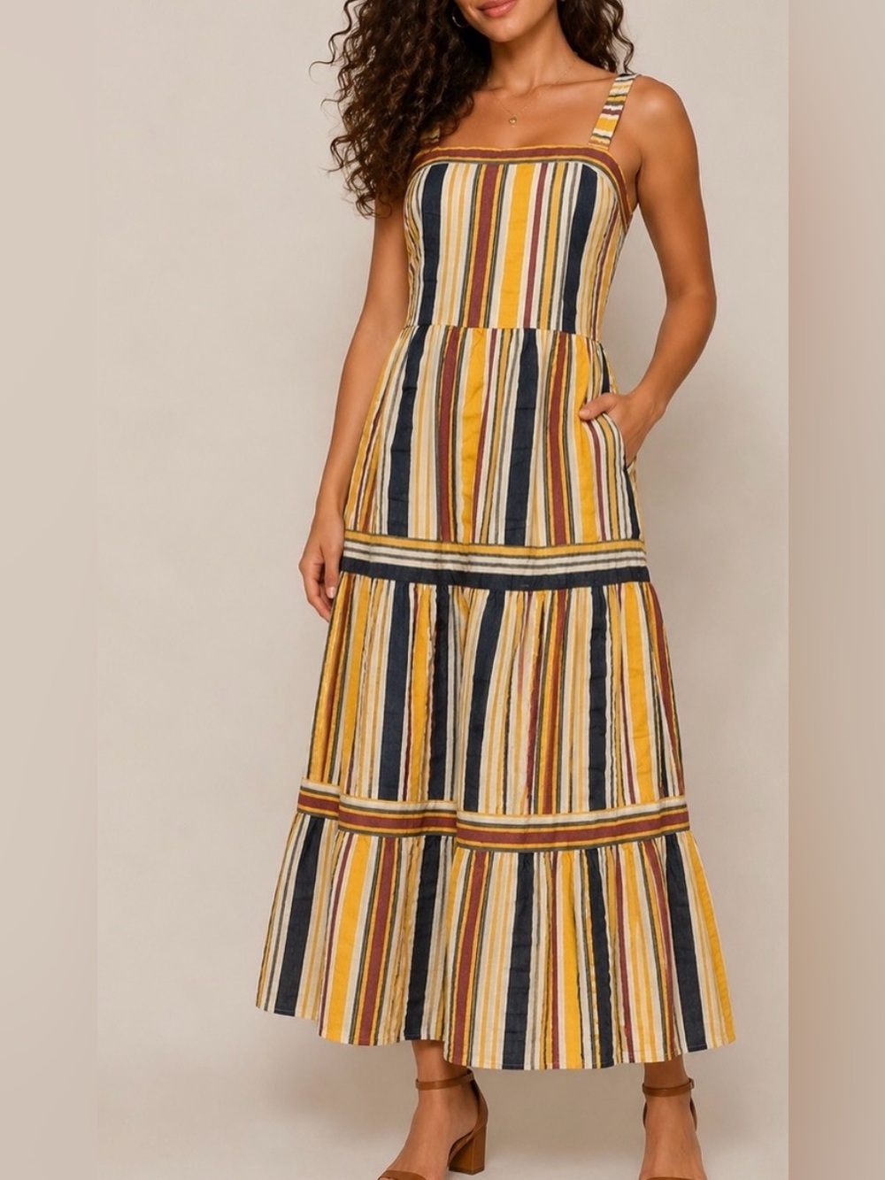Loft striped multi maxi sundress size 2P